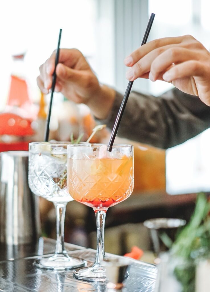 Cocktail being served at hatton court hotel bar